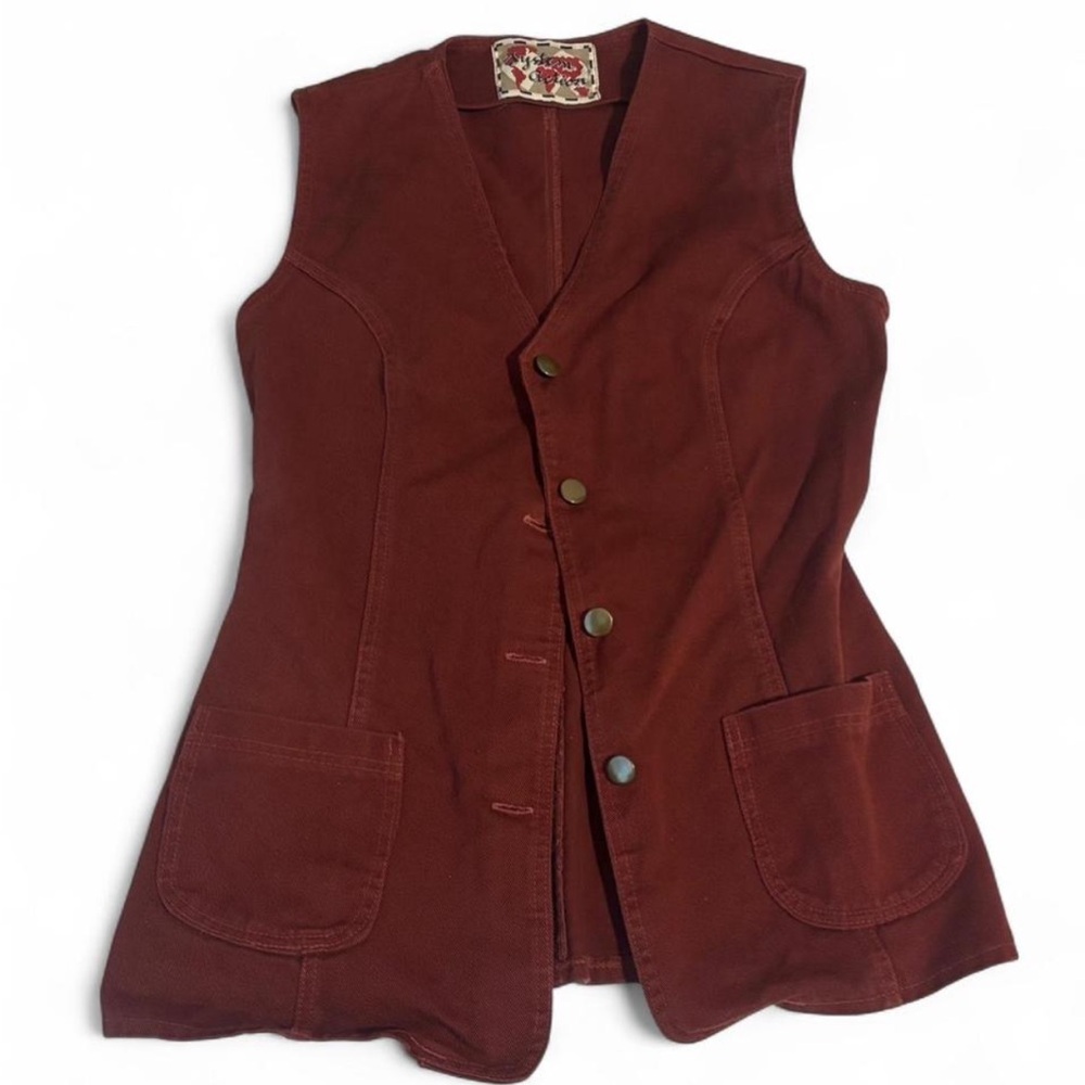 Rust Red Button-Up Vest